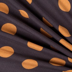 Tkanina Wiskoza kropki karmelowe na BRĄZIE