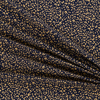 Viscose fabric CARAMEL LEOPARD ON NAVY A2843.01