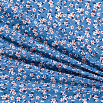Viscose fabric MARGARITES ON BLUE A2847.02