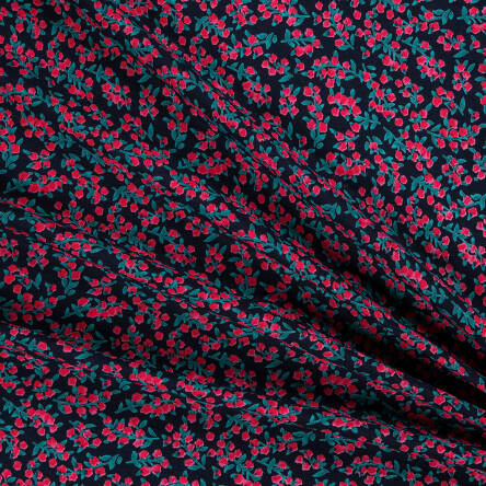 Viscose fabric ROSES ON NAVY BLUE 