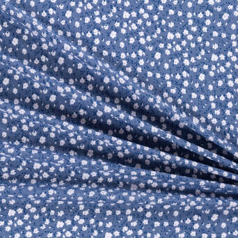 Viscose fabric   PAINTED FLOWERS ON DUSTY BLUE A2858.06