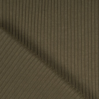 Dzianina swetrowa wiskozowa prążek KHAKI 270g - ULTRA MIĘKKA