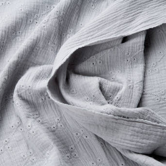 Muślin bawełniany HAFTOWANY POPIELATY JS-02 #25