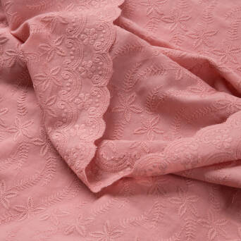 Tkanina bawełniana haftowana CLIMBERS FLOWERS ON OLD ROSE D01#01 Kupon 2,00m