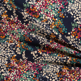 Viscose fabric YELLOW ROWAN BRANCHES ON NAVY D3028 #09