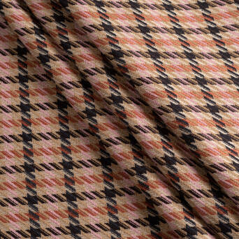 Houndstooth check  fabric BEIGE-PINK