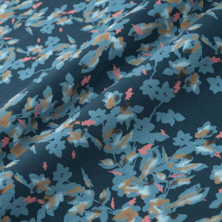 Teal Flowers - stretch fabric