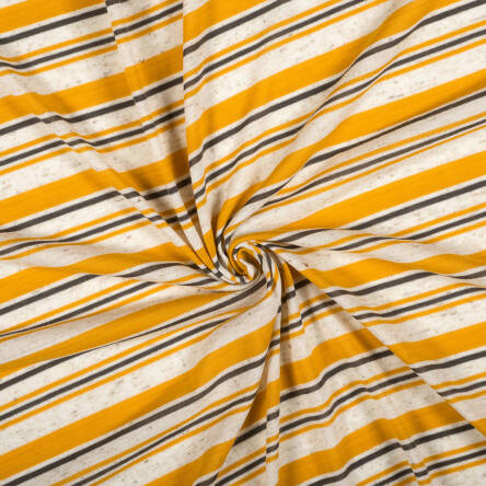 Knitted fabric with linen - MUSTARD STRIPES