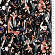 Tkanina bawełniana PREMIUM VIOLET WATER FLOWERS ON BLACK #148 #01
