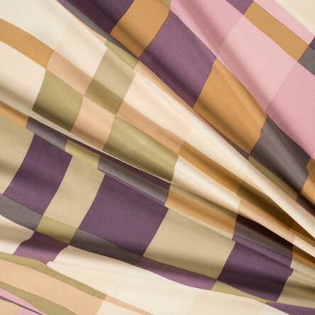 Viscose crepe fabric GEOMETRIC DOUBLE CREAM stripes