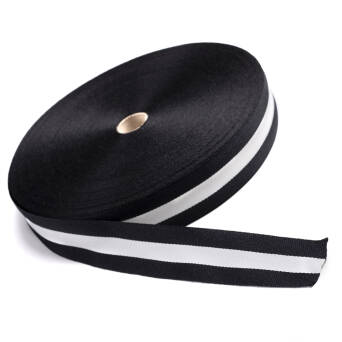 Gros tape knitted  - black - white  30 mm