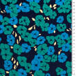 Tkanina bawełniana PREMIUM BLUE AND GREEN FLOWERS ON NAVY #35 #01