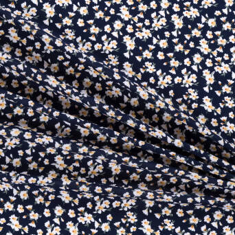 Viscose fabric MARGARITES ON NAVY A2847.04