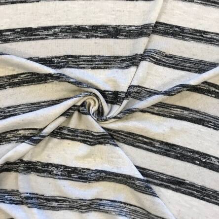 Knitted viscose fabric with linen - graphite stripes