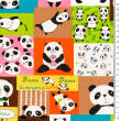 Tkanina bawełniana TWILL  Happy Pandas on pink&blue D01 #01