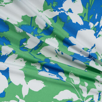 Tkanina wiskoza  ABSTRACT GREEN FLOWERS