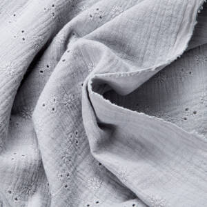 Double Gauze - Cotton muslin EMBROIDERED ASHEN JS-04 #25