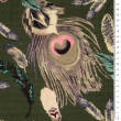 Viscose and cotton fabric  PEACOCK EYES ON GREEN CHECK D23#01
