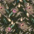 Viscose and cotton fabric  PEACOCK EYES ON GREEN CHECK D23#01