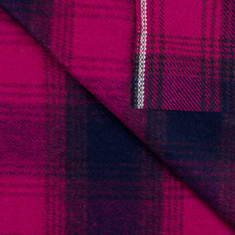 Fabric with wool LARGE CHECK MAGENTA #D152-01