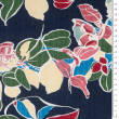 Viscose and cotton fabric LEAVES ON NAVY BLUE D46#01