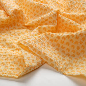 Tkanina bawełniana GOFROWANA Kamyczki na żółtym D02 #02