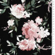 Viscose fabric ROMANTIC ROSES ON BLACK
