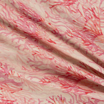 Linen fabric CORAL REEF