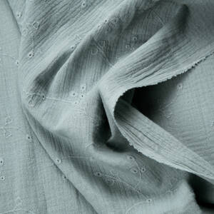 Double Gauze - Cotton muslin EMBROIDERED PISTACHIO JS-03 #34