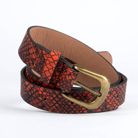 Dress belt - RED/BLACK Snake skin