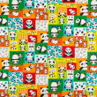 Tkanina bawełniana TWILL  Happy Pandas on red&green D01 #02
