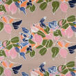 Viscose with cotton fabric LEAVES ON BEIGE D46#03