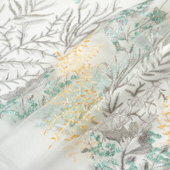 Decorative tulle with embriodery  DELICATE BRANCHES D25 #02