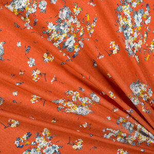 Tkanina wiskoza BUKIETY NA RUDYM