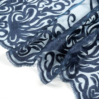 Decorative tulle  EMBROIDERED ORNAMENT ON NAVY D27 #02 II QUALITY