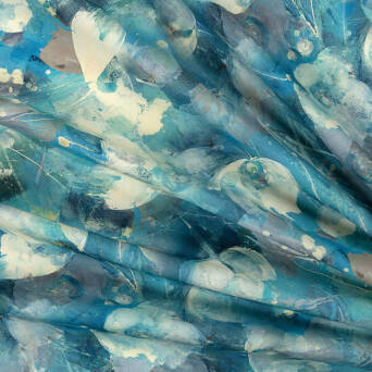 Tkanina tencel z ramią MORSKIE KWIATY #20-09-444-1