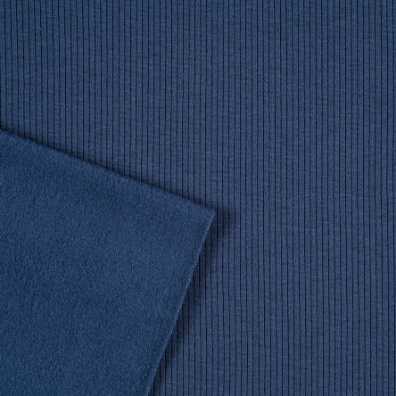 PREMIUM viscose rib knit fabric STEEL BLUE
