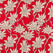 Tkanina wiskoza BEIGE FLOWERS ON RED  D34 #01