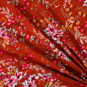 Viscose fabric flowers on red