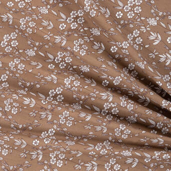 Cotton fabric  SMALL MEADOW ON BROWN A1547 #154 #03