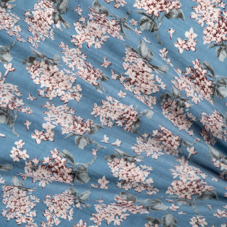 Viscose and cotton fabric LILACS IN SKY BLUE D41#03