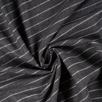 Tkanina z wełną pasy pionowe  GRAFIT/SZARY 265g