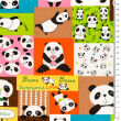 Tkanina bawełniana TWILL  Happy Pandas on pink&blue D01 #01 Kupon 1,40m