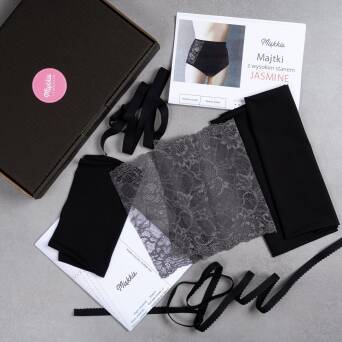 Zestaw do uszycia majtek z wysokim stanem JASMINE BLACK/GREY