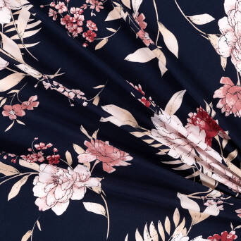 Viscose fabric  BOUQUET WITH A ROSE ON NAVY 2869 #01