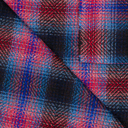 Fabric with wool CHECK BLUE-RED #D193-02