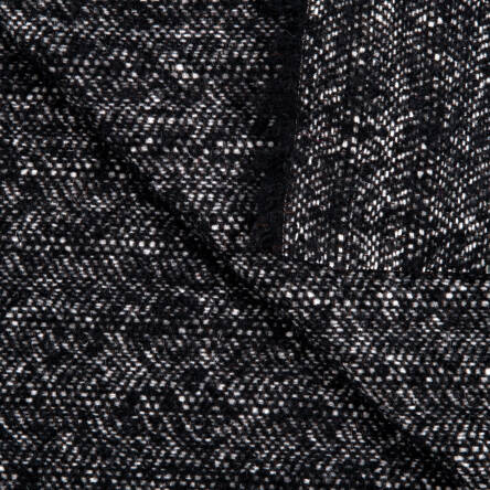 Fabric with wool  BLACK and CREAM #D73-01