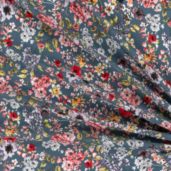 Viscose fabric  MEADOW ON GREY RM 19450#01