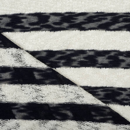 Sweater fabric stripes NAVY BLUE/WHITE 212g