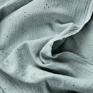 Double Gauze - Cotton muslin EMBROIDERED PISTACHIO JS-04 #34